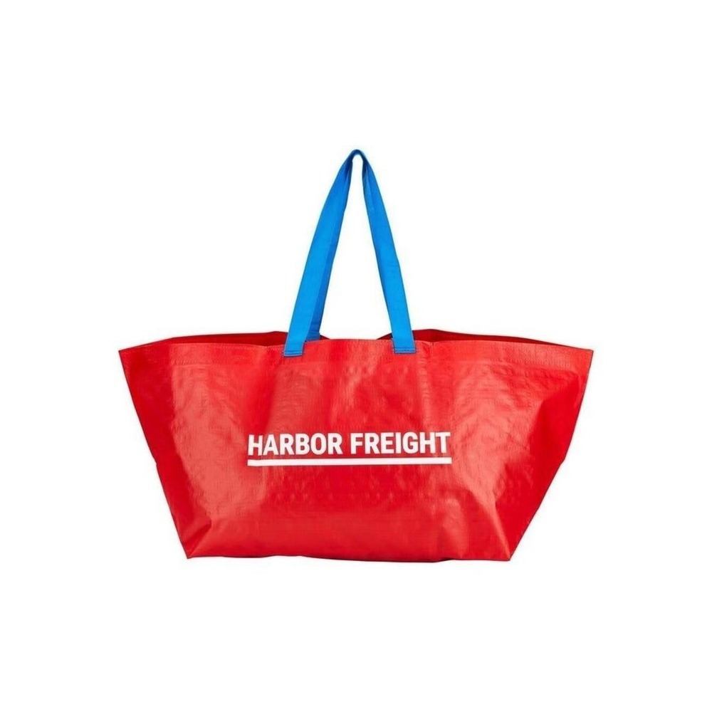 Lot of 3 Harbor Freight Red Blue Reusable Shopping Tote Bags Large XXL Lot